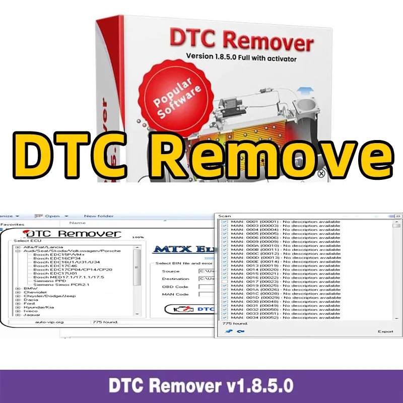 

DTC Remover 1.8.0.0 For KESS KTAG FGTECH OBD2 ECU Chip Tuning Auto Car Repair Software Full MTX DTC Remover