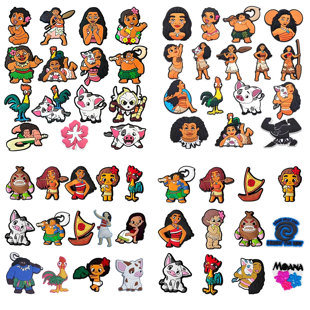 Image of MESUCA 12–16 Stück Moana Cartoon-Schuhanhänger für Damen und Mädchen, Schuhdekoration, Zubehör für Clog-Sandalen, Armbänder, Taschen