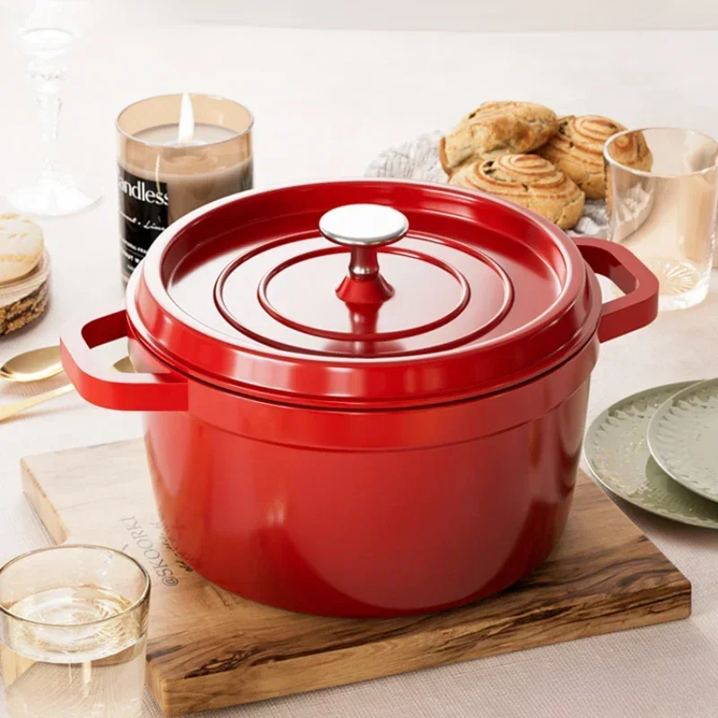 

Clearance 20-24cm Enamel Glazed Cast Iron Pot Kitchen Household Stewing Non Stick Cooking Gas Induction Cooker with Cover