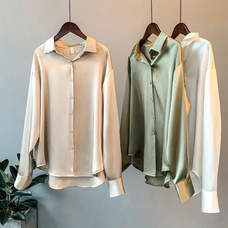 

Ladies' long sleeved shirt, autumn shirt, elegant women's shirt, size reference size chart (preferably ironed upon receipt)
