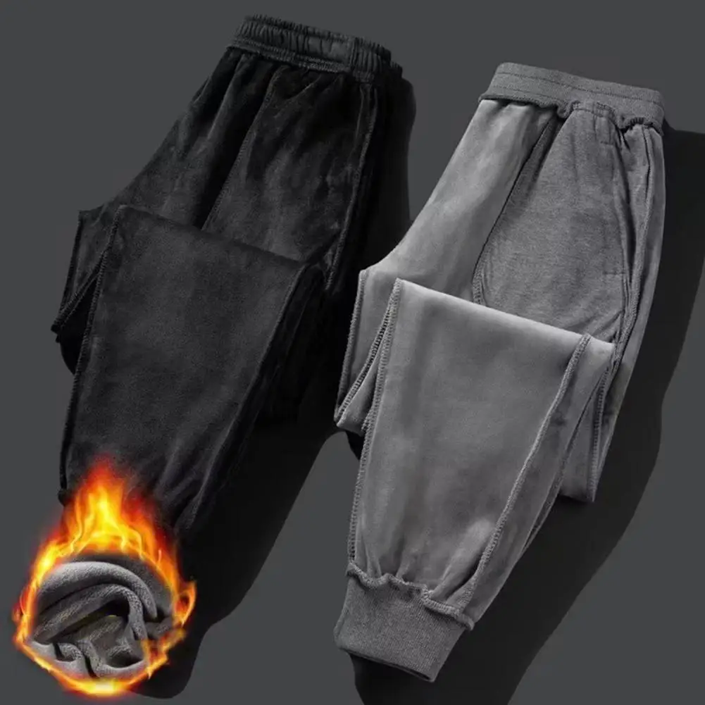 

Men Fleece Pants Drawstring Men Sports Jogging Sweatpants Warm Winter Plush Warm Warm Ankle-banded Trousers Casual Haren Pants