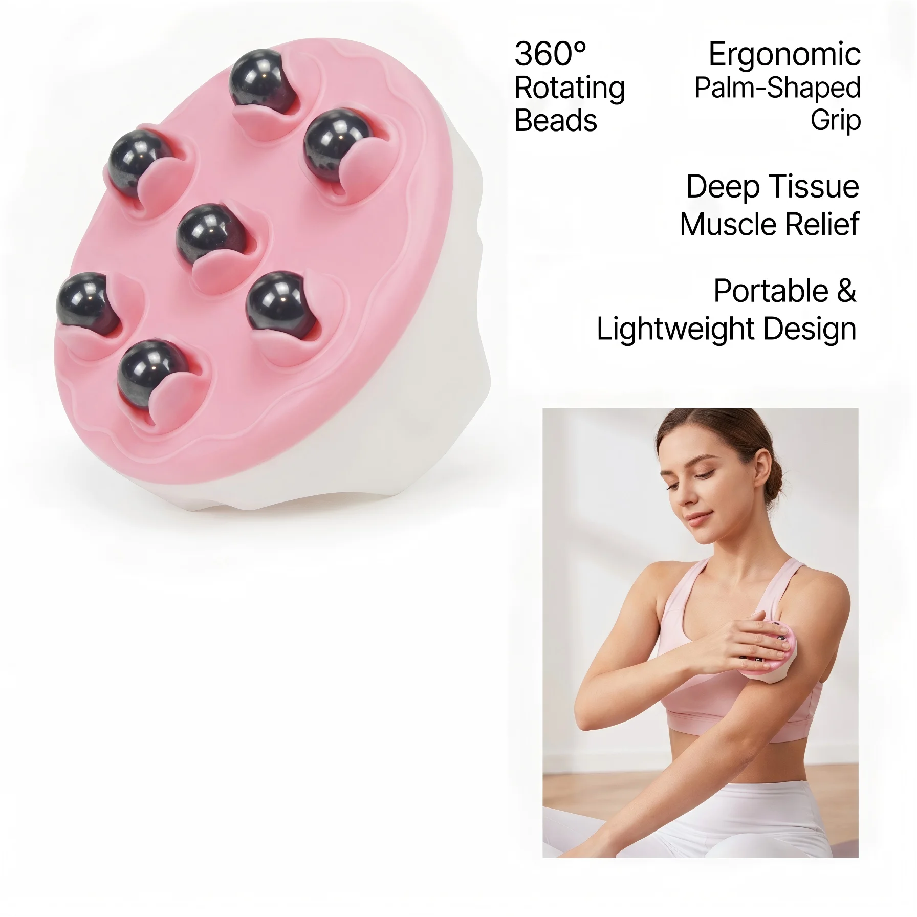 7 Ball Magnetic Massager Roller 360° Rotating Steel Beads Manual Massage Tool for Body Muscle Relaxation Neck Back Leg Care