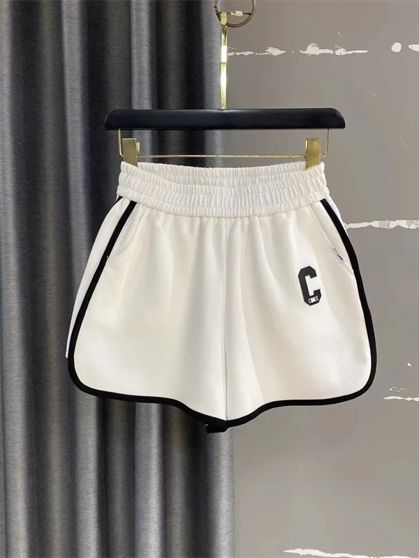 High Waist Elastic Waist Sports orts Women Summer 2025 New American Sle Slimming Casual Pants Hot Girl A-Line Wide Leg Ho...