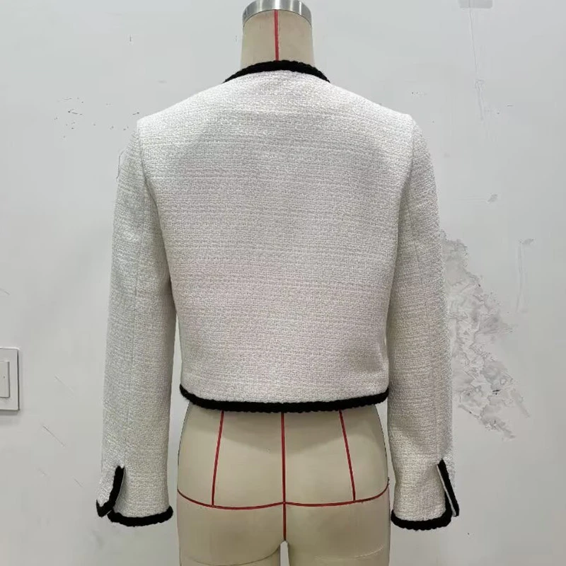 KEYANKETIAN 2025 Autumn New Women's Seam Detail Contrast Color Tweed Texture Suit Coat Office Lady Single Breasted Blazer Top