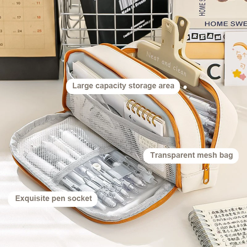 Cute Large Capacity Pencil Case Multifunctional Stationery Storage Bag Simple Dog Pencil Case Fashion Multi Layer Pencil Bag