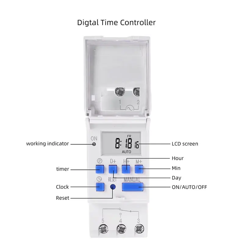 THC15A New Din Rail Mount Weekly 7 Days Programmable Digital TIME SWITCH Relay Timer Control 12V 24V 110V 220V