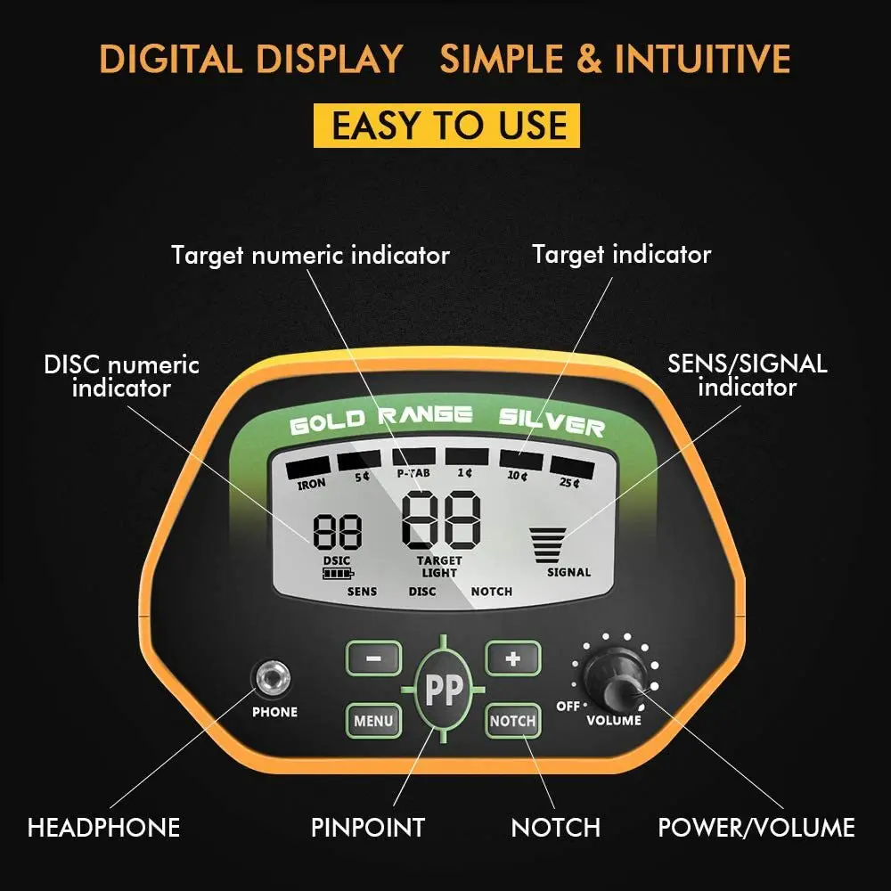 High sensitivity archaeological exploration Gold and silver copper coins metal detector Handheld  waterproof gold detector