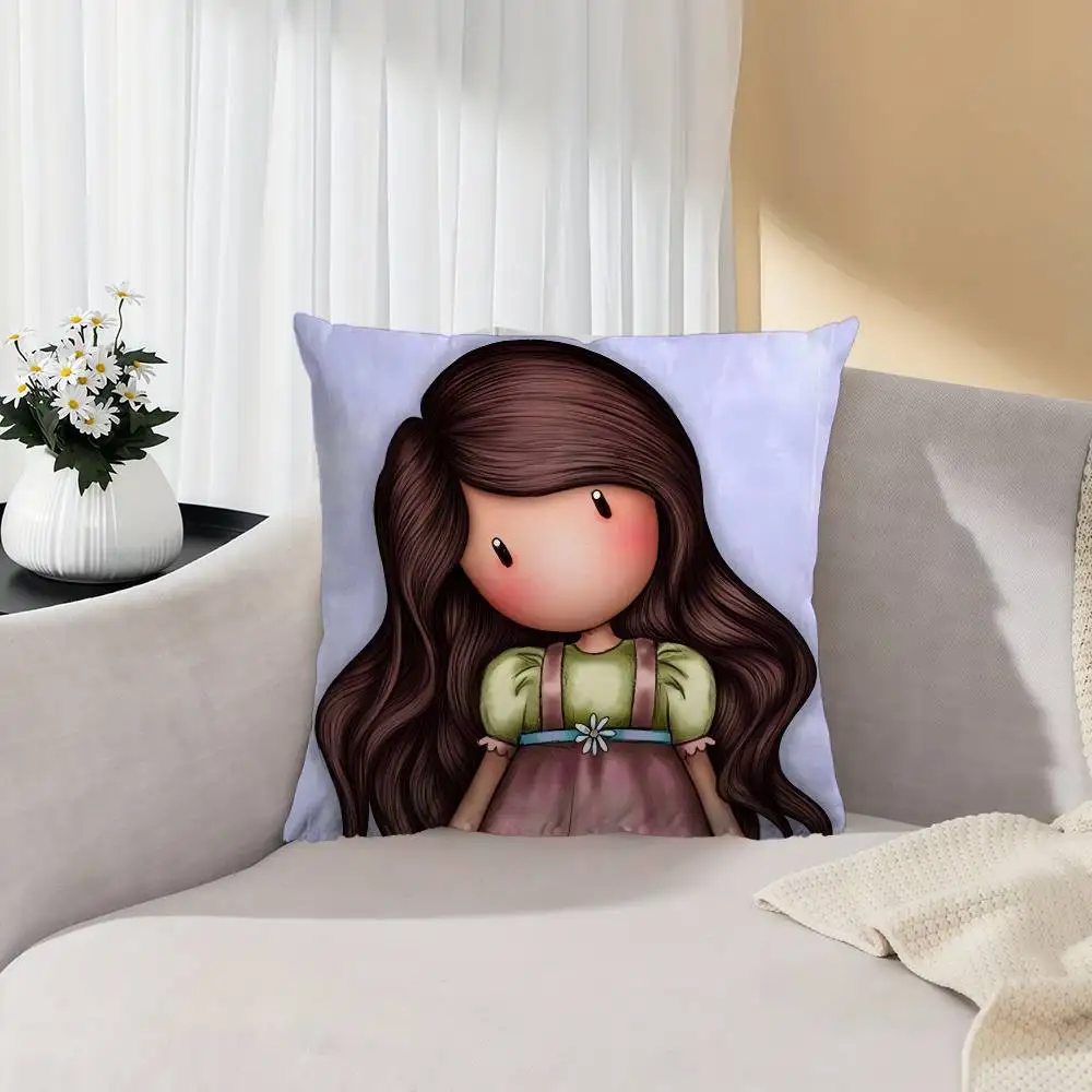 S-Santoro-Gorjuss Cute Cartoon Girl Pillow Cover For Bedroom Room And Living Room Sofa Decorative Cushion Cover