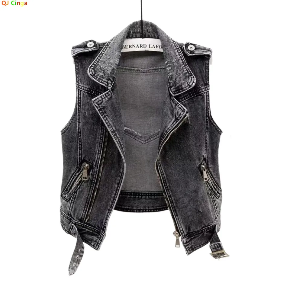 Women's Black Gray Sleeveless Vest Jacket Slim Fit Asian Size Waistcoat Coat 2026 New Arrival