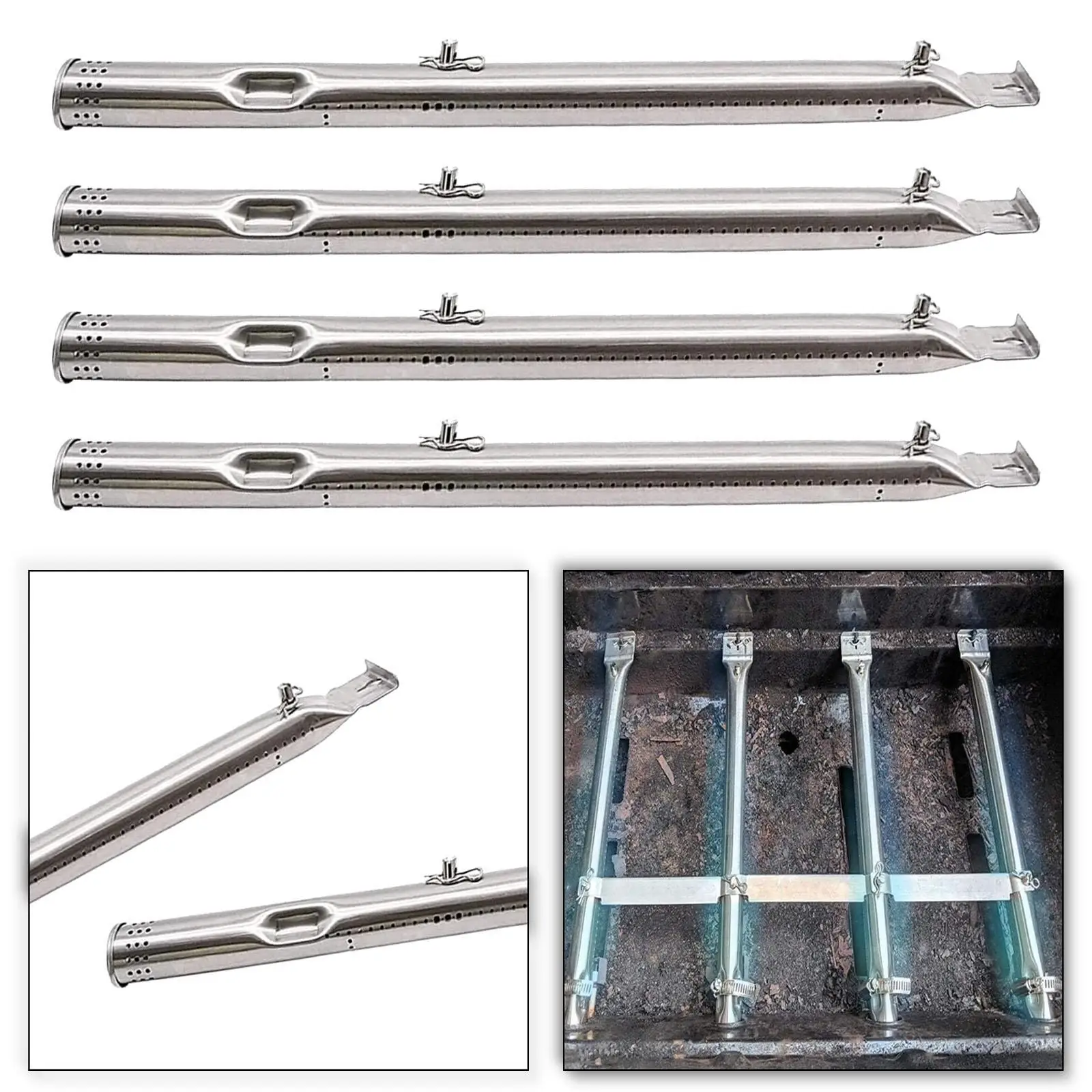 

Трубчатая горелка для барбекю, 4 шт., профессиональная замена металлических газовых запасных частей для большинства моделей газовых грилей, пикника, приготовления пищи, кухни, путешествий