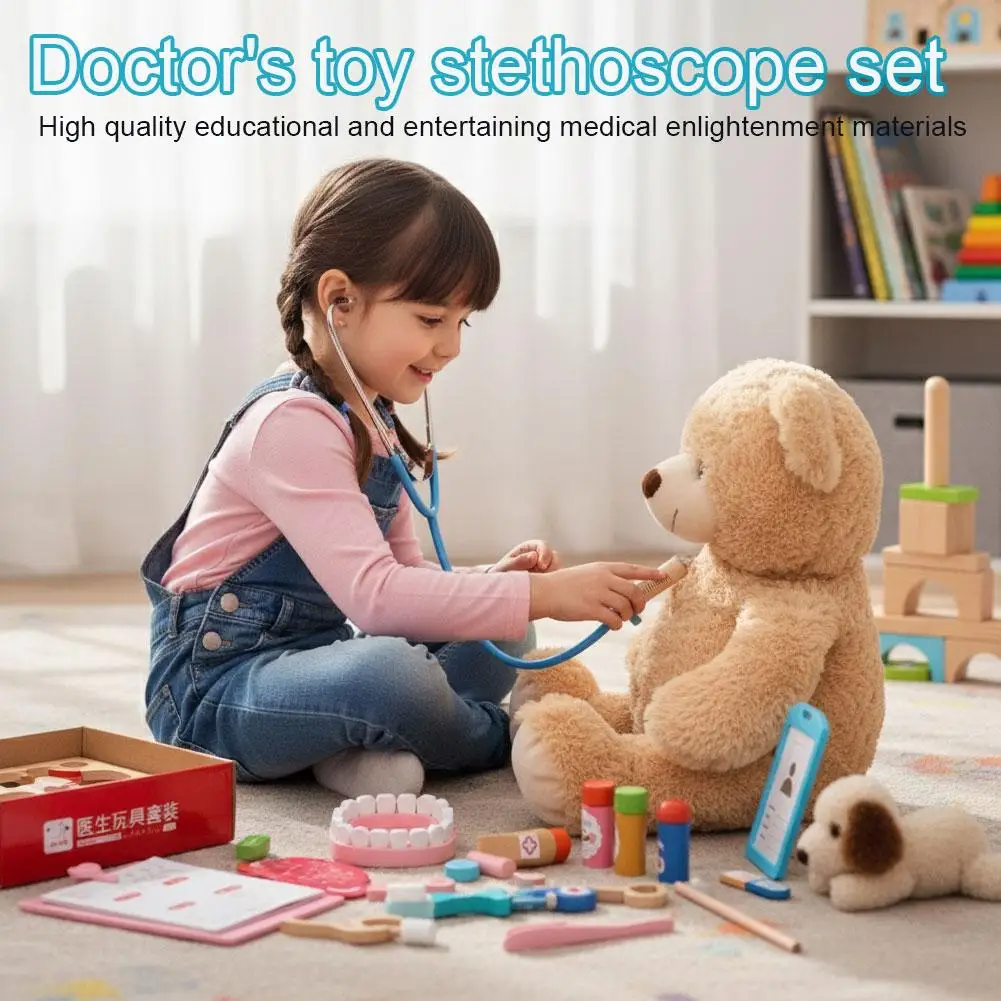 Houten Fantasiespel Dokter Speelgoed Kinderen Rollenspel Games Simulatie Tandarts Tas Set Stethoscoop Tanden Model Educatief Speelgoed Geschenken