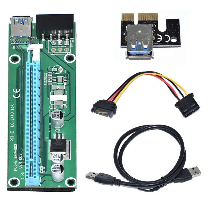 USB pcie-Eriserアダプターカード,ver003,ver009s,16x express,エクステンダー,1個