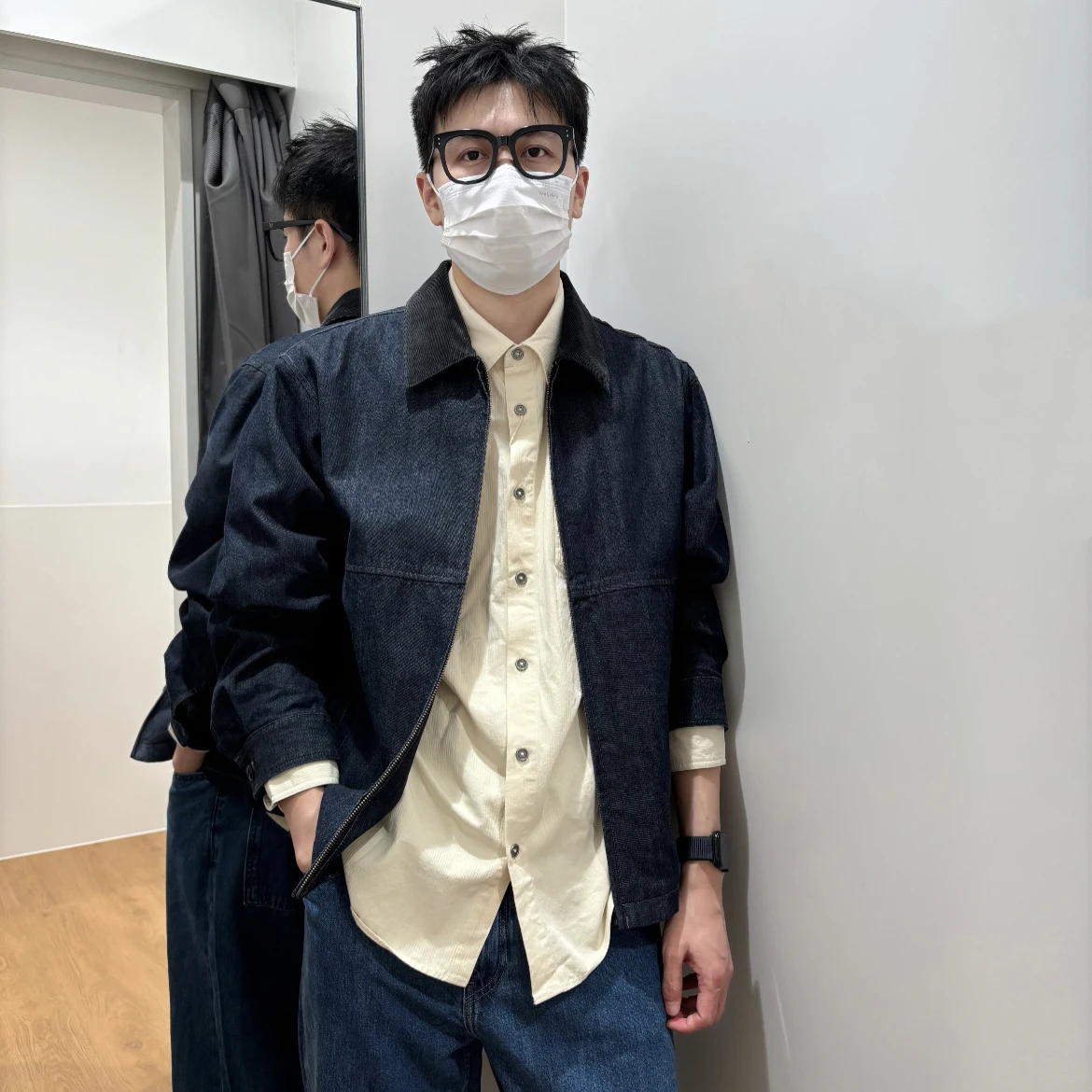 

Повседневная джинсовая куртка на молнии для мужчин, осенняя, износостойкая, свободного кроя, с длинными рукавами, для примерки в помещении