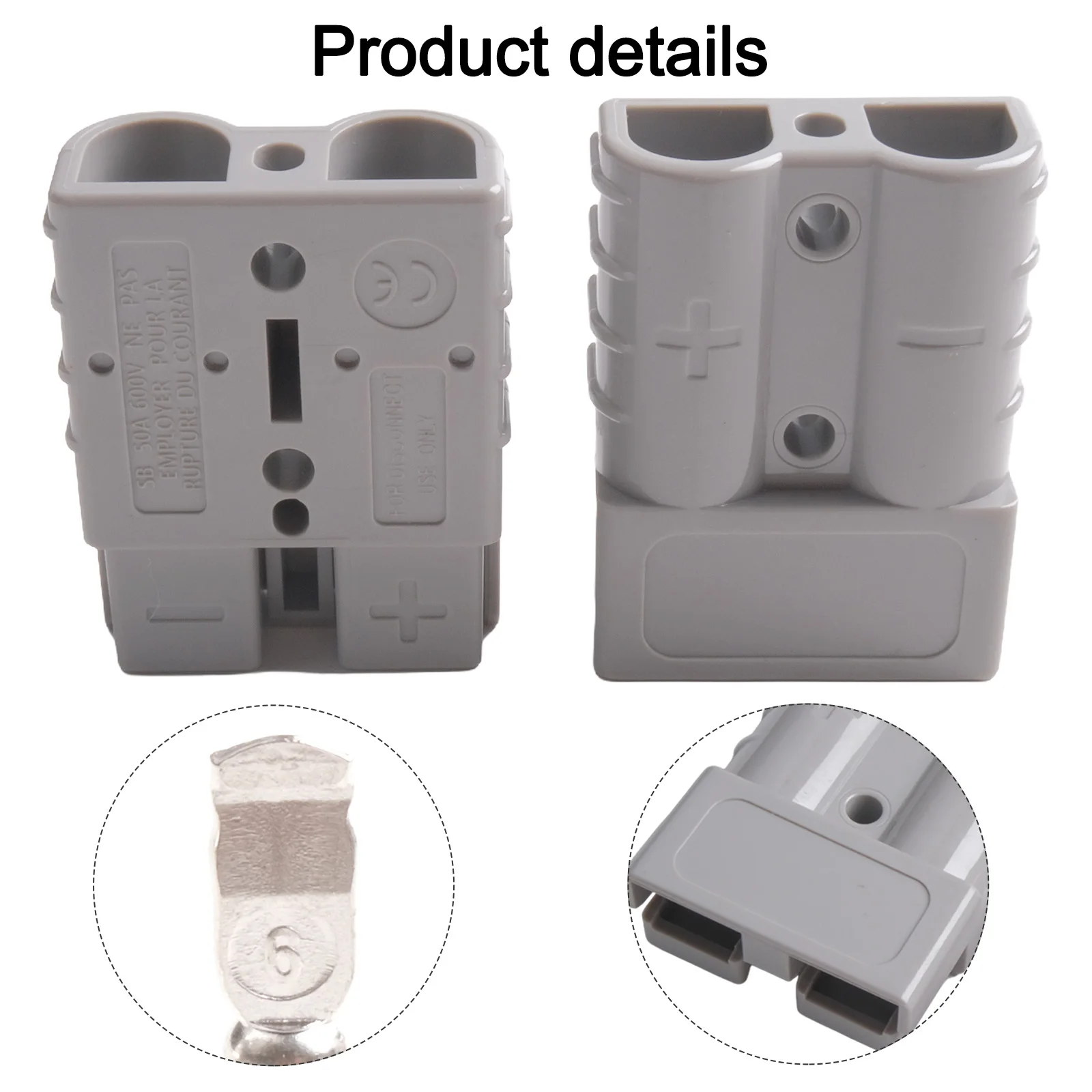 For Forklift Power Connector 50A 600V Battery Power Connector Terminal Kit Battery Quick Charging Power Plug-