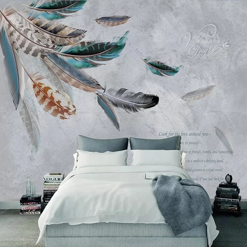 Customized 3D Modern Simple Plant Leaves Feathers Marble Patterns Wallpaper Living room TV background wall bedroom restaurant 8d