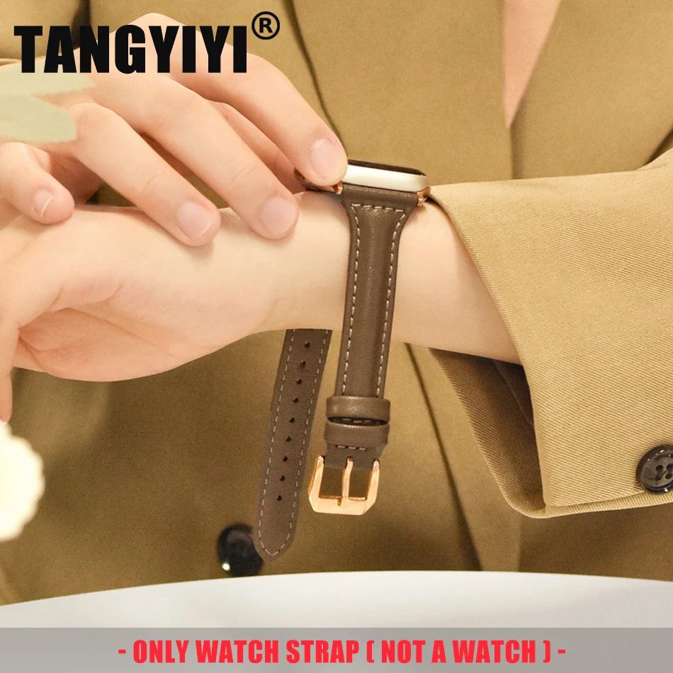 

Fashionn Small Waist Genuine Leather Strap For Apple Watch Band S10 9 8 7 6 SE 5 38/40/41/42/44/45/46/49mm IWatch Ultra Bracelet