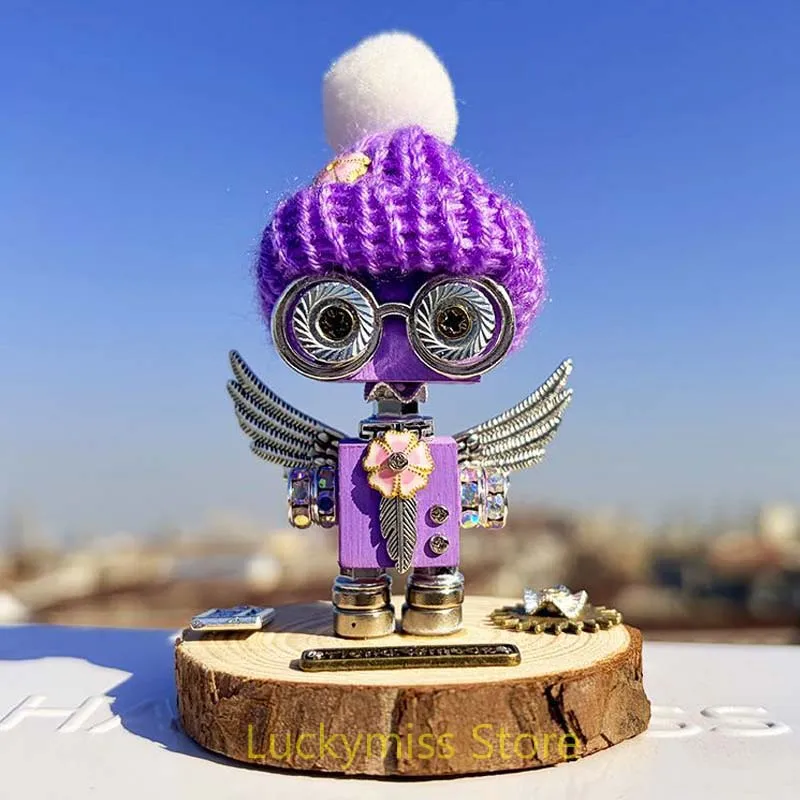 Handmade Cyber Steampunk Robot Figurine Niche Desktop Ornament Creative Birthday Graduation Gift for Classmates Friends & Couple