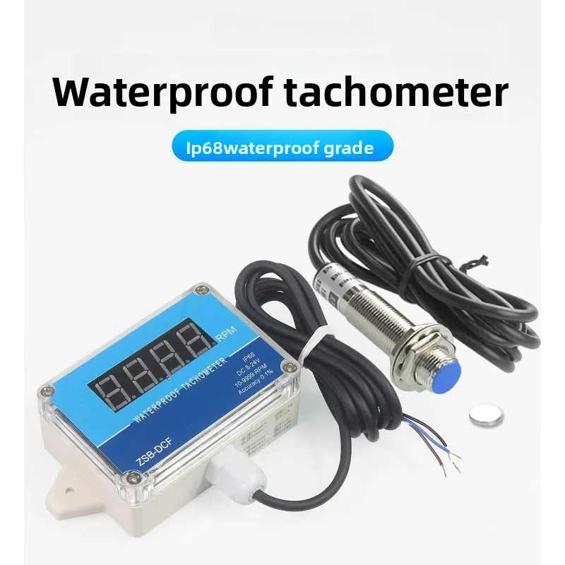 LED Digital RPM Tachometer Waterproof Speed Counter with Hall Magnetic Sensor for Motor Rotation Speed Testing