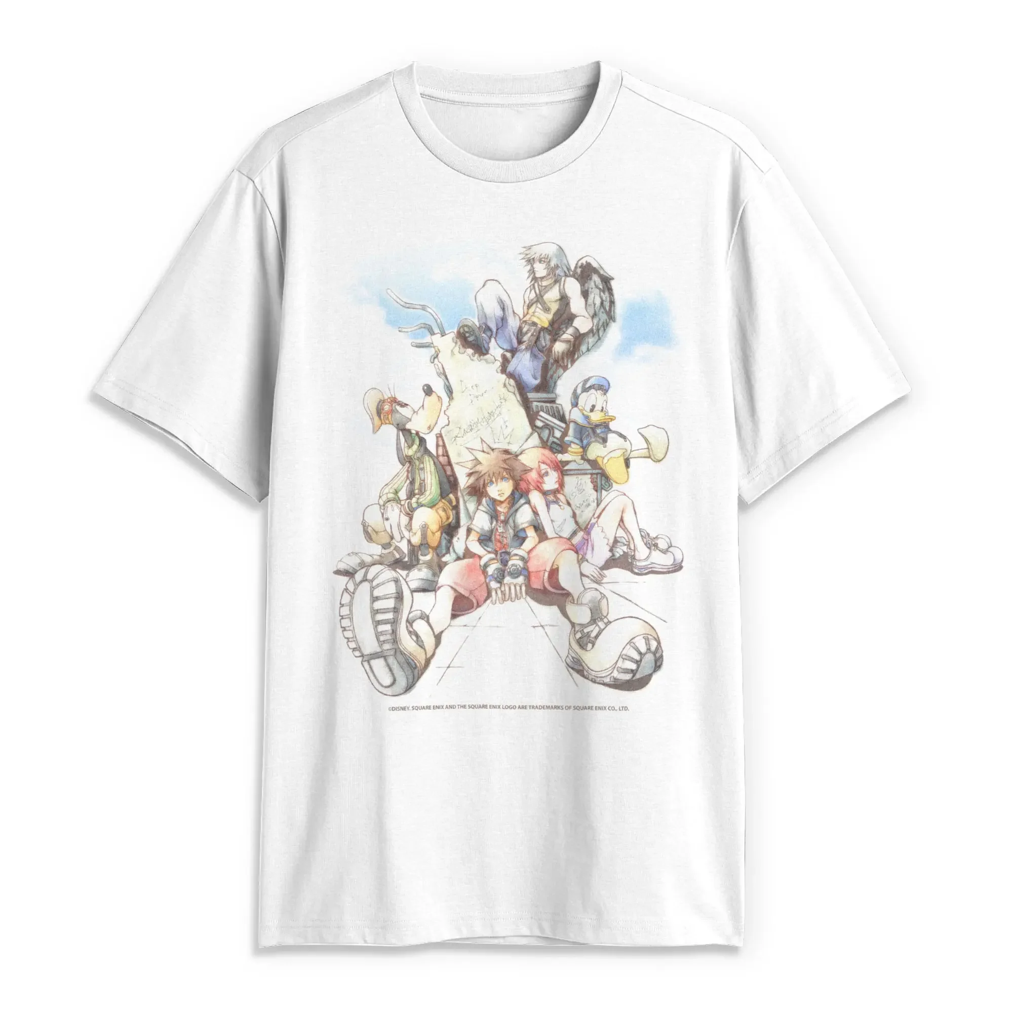 Kingdom Hearts Men's Short-Sleeve Final Mix Box Art Character Group Graphic Print T-Shirt, Menswear T-Shirt