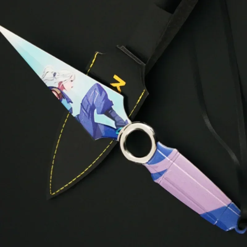 17CM Valorant Weapon JETT Kunai with Pattern Game Metal Melee Weapon Model Accessories Ornaments Collection Dolls Kids Toy Gift