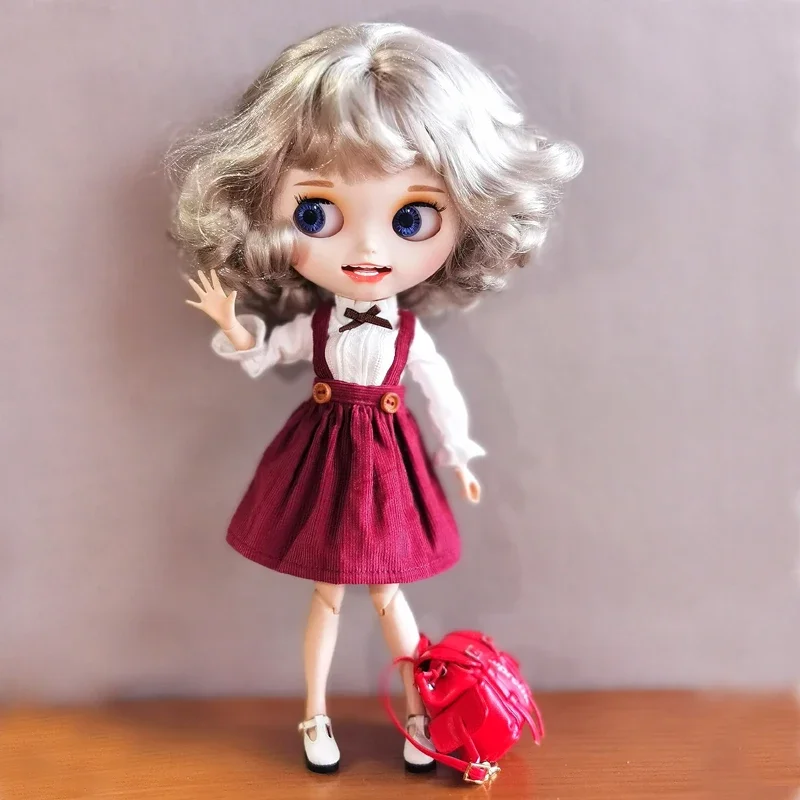 Blythe Dress White Blouse For Blyth Azone Boots OB22 OB24 1/6 Doll Clothes Accessories