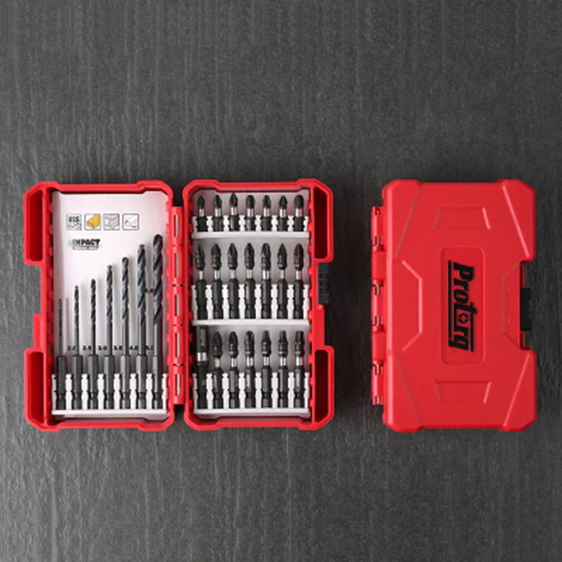 Anti-shock batch head set electric drill bit set magnetic cross repair 28 piece toolbox electric screwdriver head