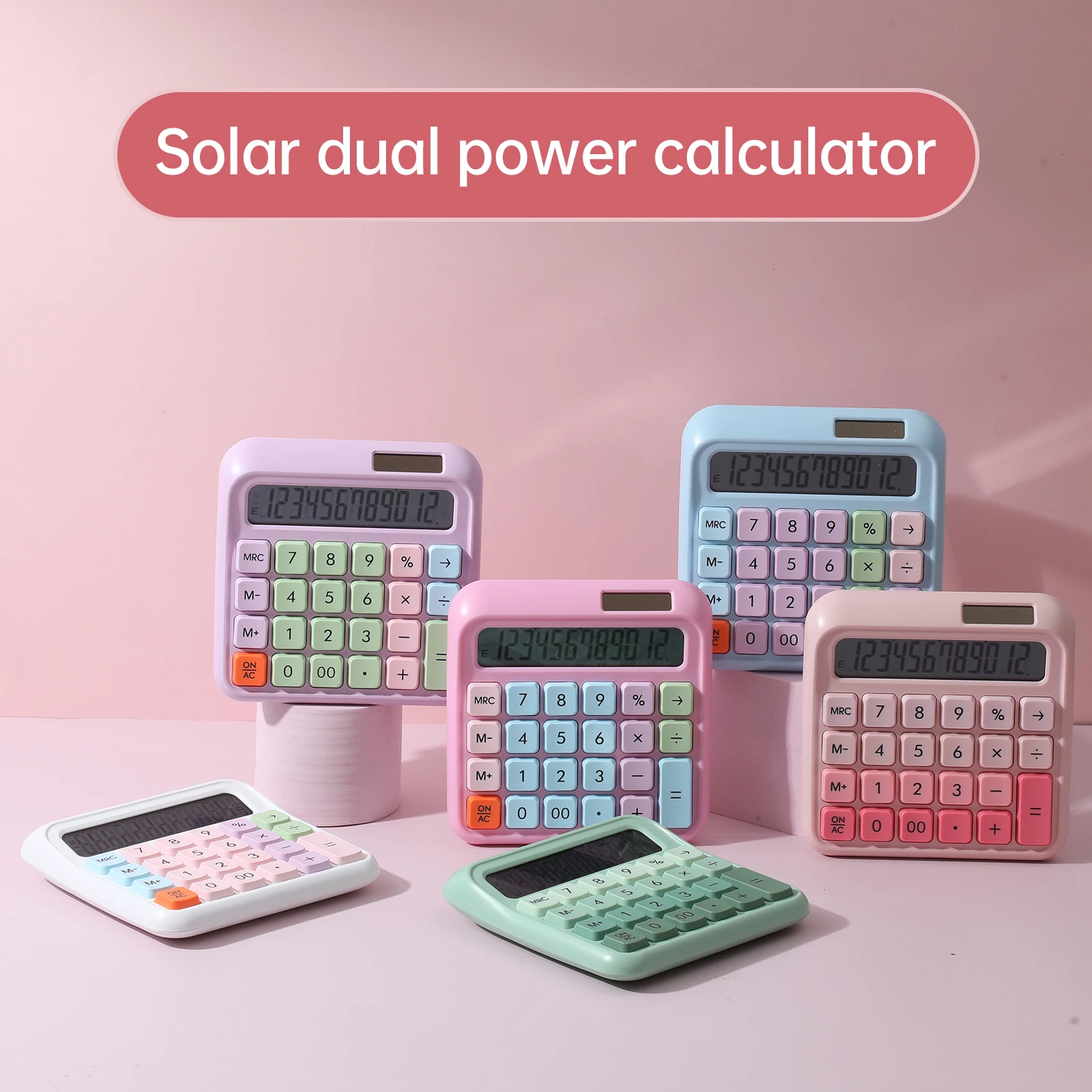 Desktop Calculator 12 Digit Large and LCD Display Big Button Calculators Solar Power and Battery Operated Suitable for Office