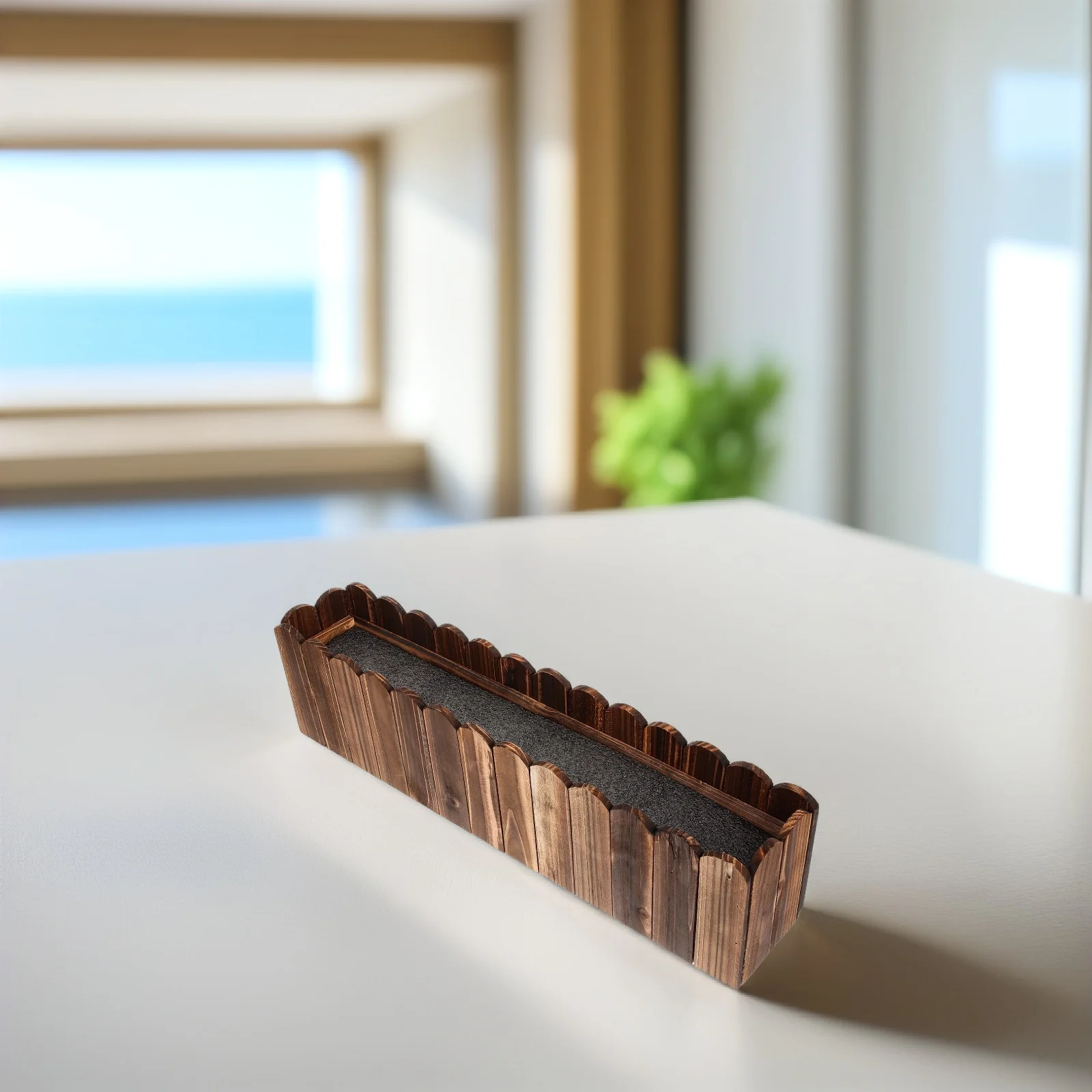 s المضادة للتآكل الخشب اناء للزهور 50x9x13 سنتيمتر خفيفة الوزن دائم داخلي في الهواء الطلق حديقة في الشرفة الديكور صندوق زراعة خشبي وهمية #6