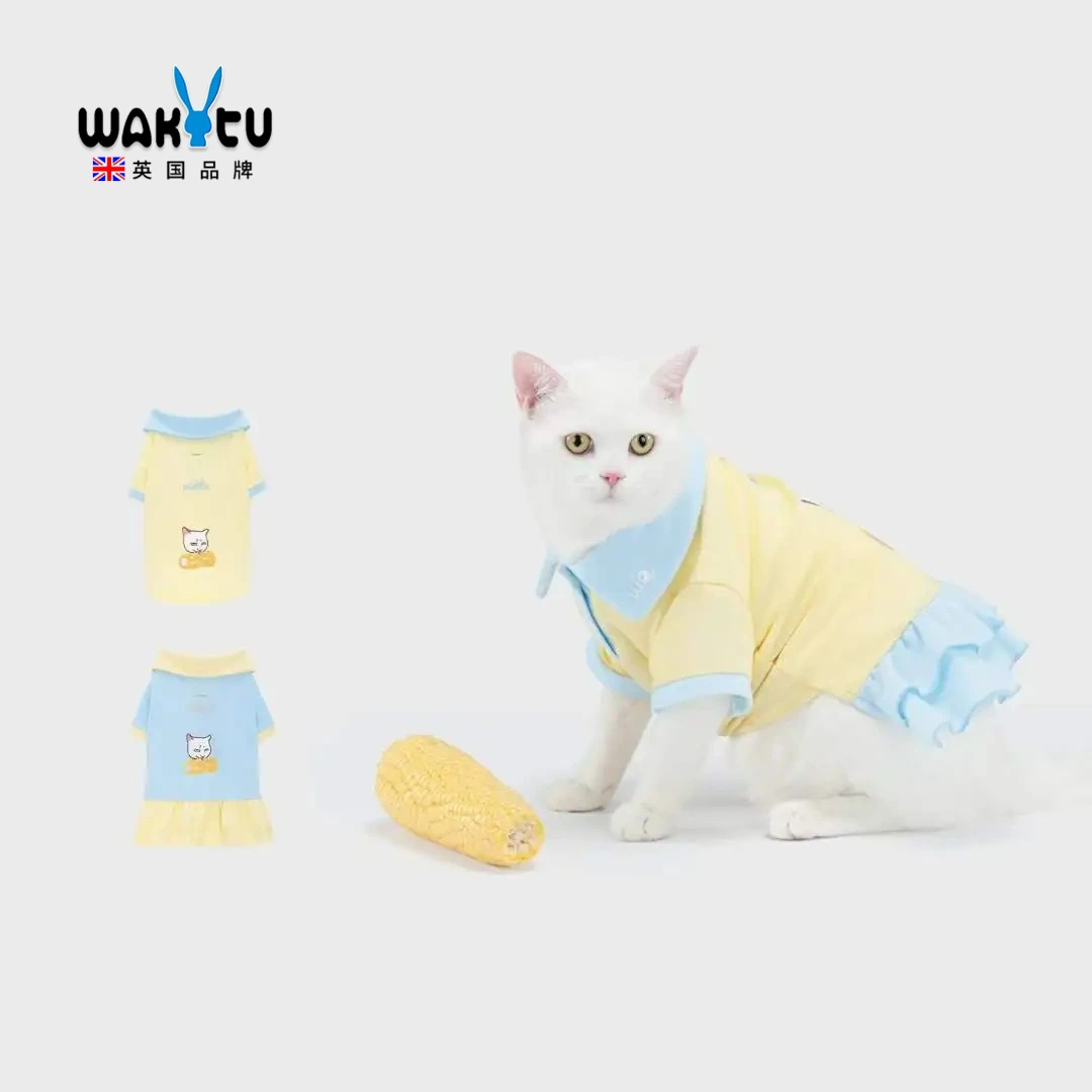 

Wakytu UK XG's Meow Joint POLO Shirt Autumn Bichon Schnauzer Cat Medium and Small Dog Pet Clothes Cat POLO Dresses