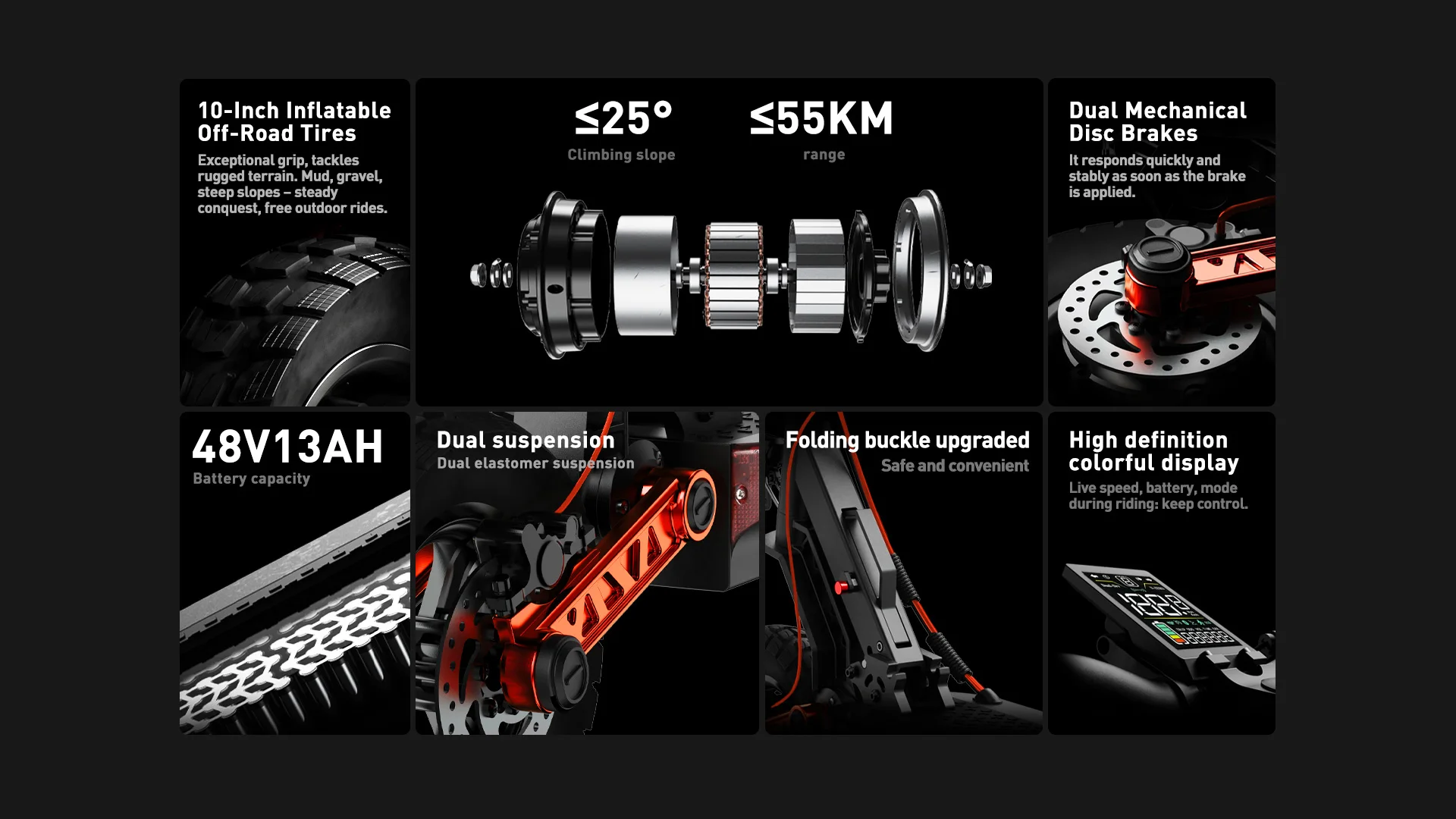 JOYOR S5-Z Elektroroller für Erwachsene, City E-Scooter, 10 Zoll Offroad-Luftreifen, faltbarer E-Scooter – Detail 3