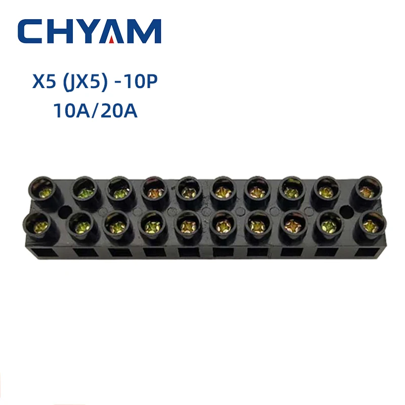 10P Dual Row Black Terminal Blocks X5-1010 JX5-2020 Series 10A 20A Bass Fixed Type Connector Base Connection