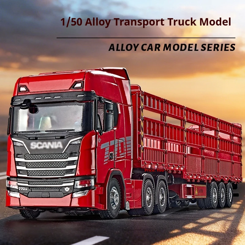 1:50 Fence Transport Truck Alloy Engineering Vehicle Model, Simulated Sand Table Display Ornament For Hobby Collectors New Model