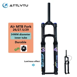 Air Fork Suspension with Damping Adjustment, 26, 27.5, 29 Bike Fork, 34mm Inner Tube, Axle Barrel, 140 Travel, 15x100mm