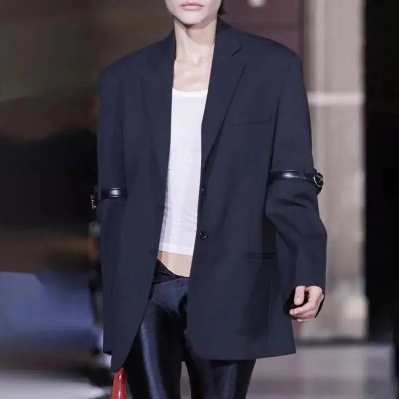 HKSH Autunno Nuove Donne Design Senso Giacca Personalità Patchwork Cintura Decorazione Slim Fit Elegante Moda High Street Cappotto HK9048