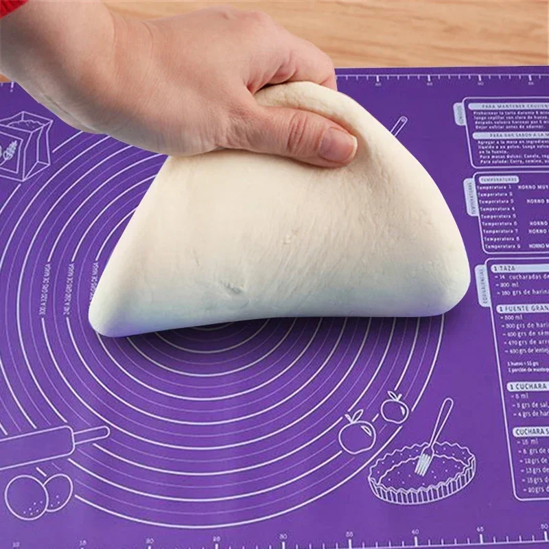 60/50/40cm Silicone Pastry Mat Non Slip Large Non Stick Silicone Baking Fondant Mat Pie Pizza Cookies Easy Clean Kneading Mat