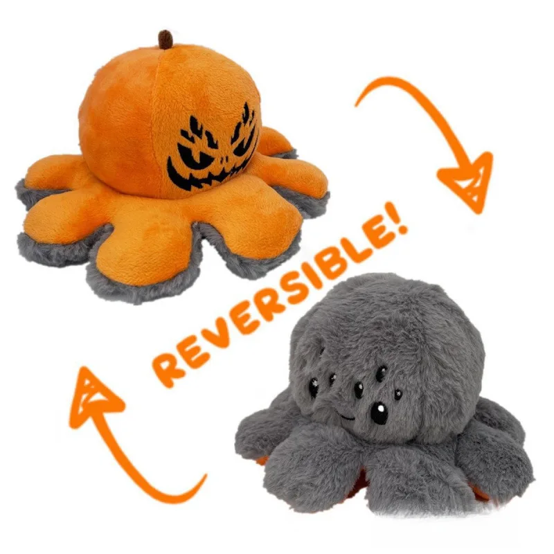 

Halloween Reversible Pumpkin Octopus Plush Toy New Flip-Flop Pumpkin Double-Sided Transformation Face Change Pokmon Plush Gift
