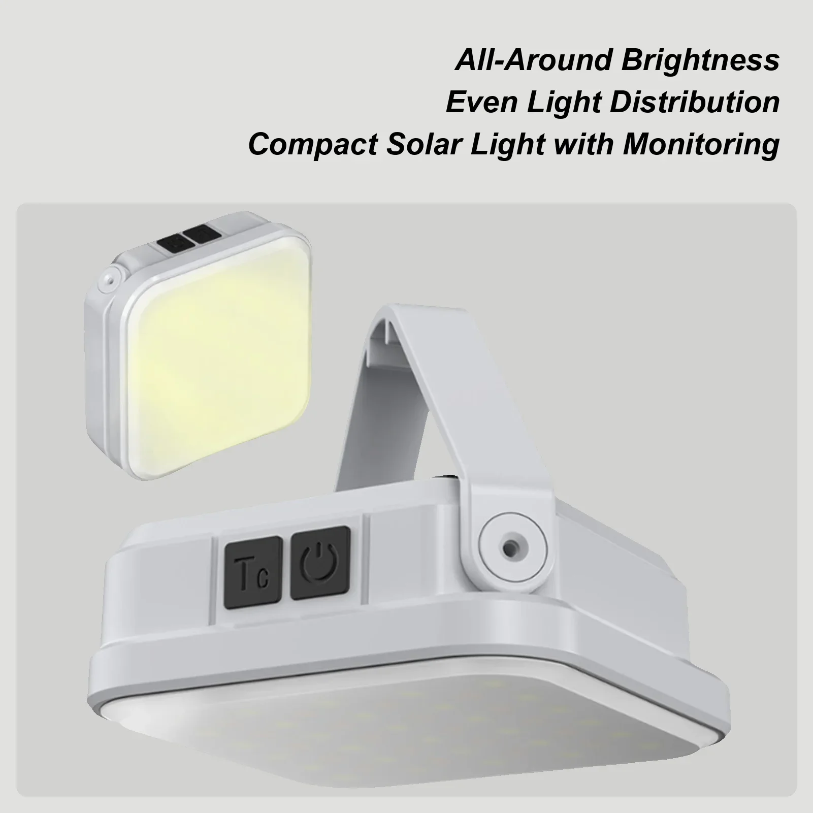 ソーラーキャンプライト USB ソーラー充電式ランプ キャンプ用ハンドル付きランプ LCD バッテリーディスプレイ付き 中庭 釣り 登山用