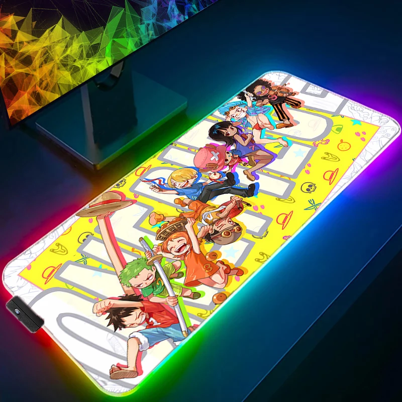

RGB LED One Piece Luffy Mouse Pad Rubber Keyboard Pad Computer Game Mousepad Office Desk Mat PC Accessories Mouse Mat Tablet Pad