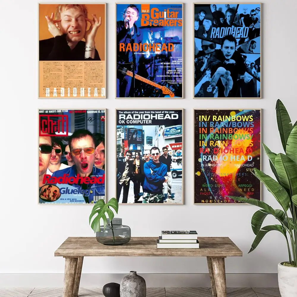 R-Radiohead Band-pintura de arco iris, caligrafía, lienzo HD, póster, sala de estar, dormitorio, bar, decoración estética
