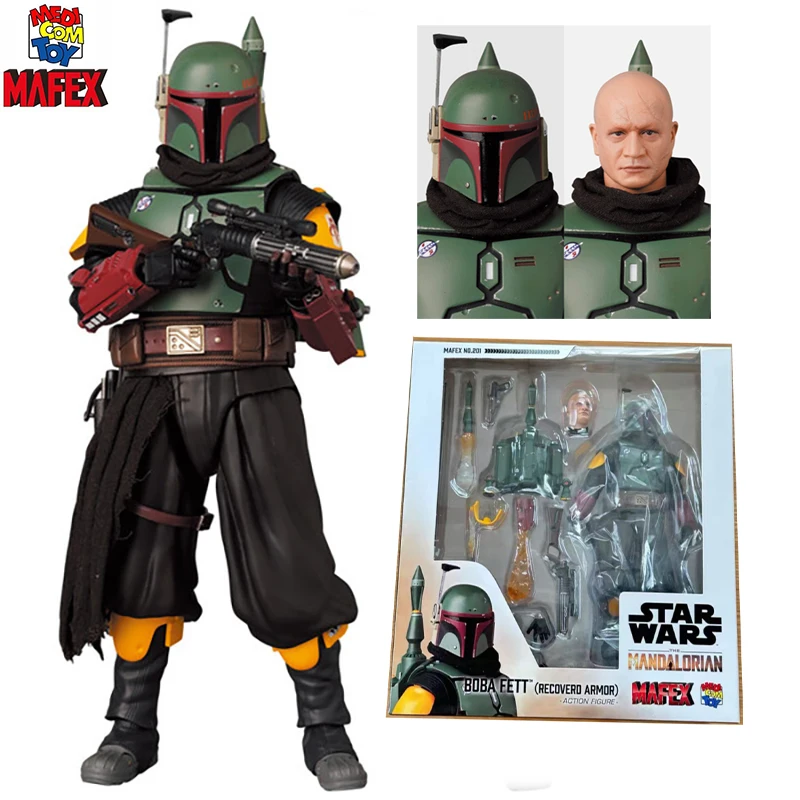 En Stock, juguete Original Medicom Mafex (No.201), The Mandalorian - Boba Fett, armadura recuperada, figura de Anime, modelo de figura de acción