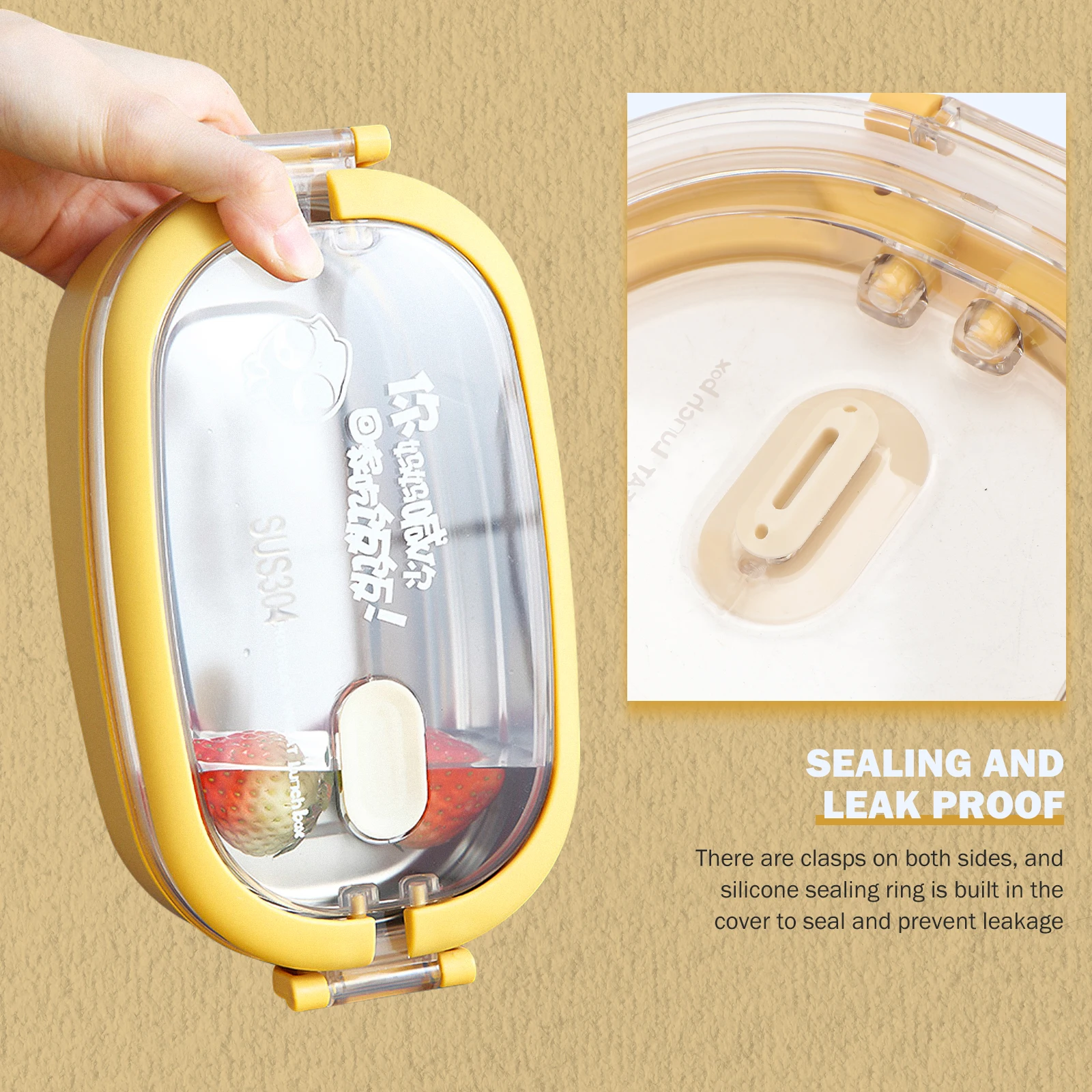 

1Set Stainless Steel Multi-Layer Lunch Box Double Compartment For Students Staff Odor Resistant Heat Resistant Food