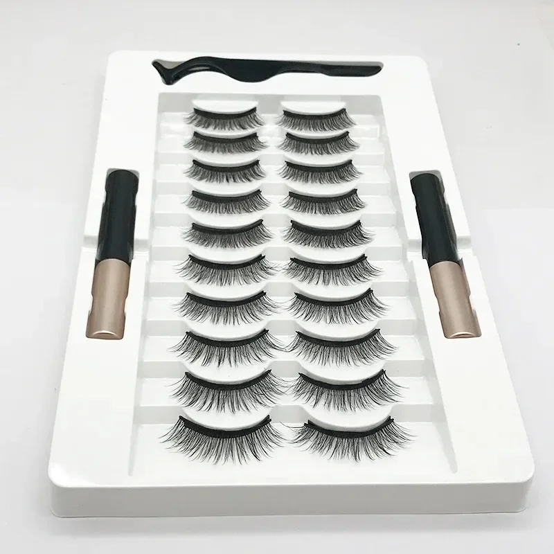 Glue False Eyelashes Natural Set Glue-free Magnetic Magnet Eyelashes Natural Thick Eyelashes Ten Pairs of Magnetic Eyeliner B