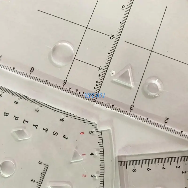 

E15A Clear Scale Coordinate Reader Protractors Geometry Drawing Template Measuring