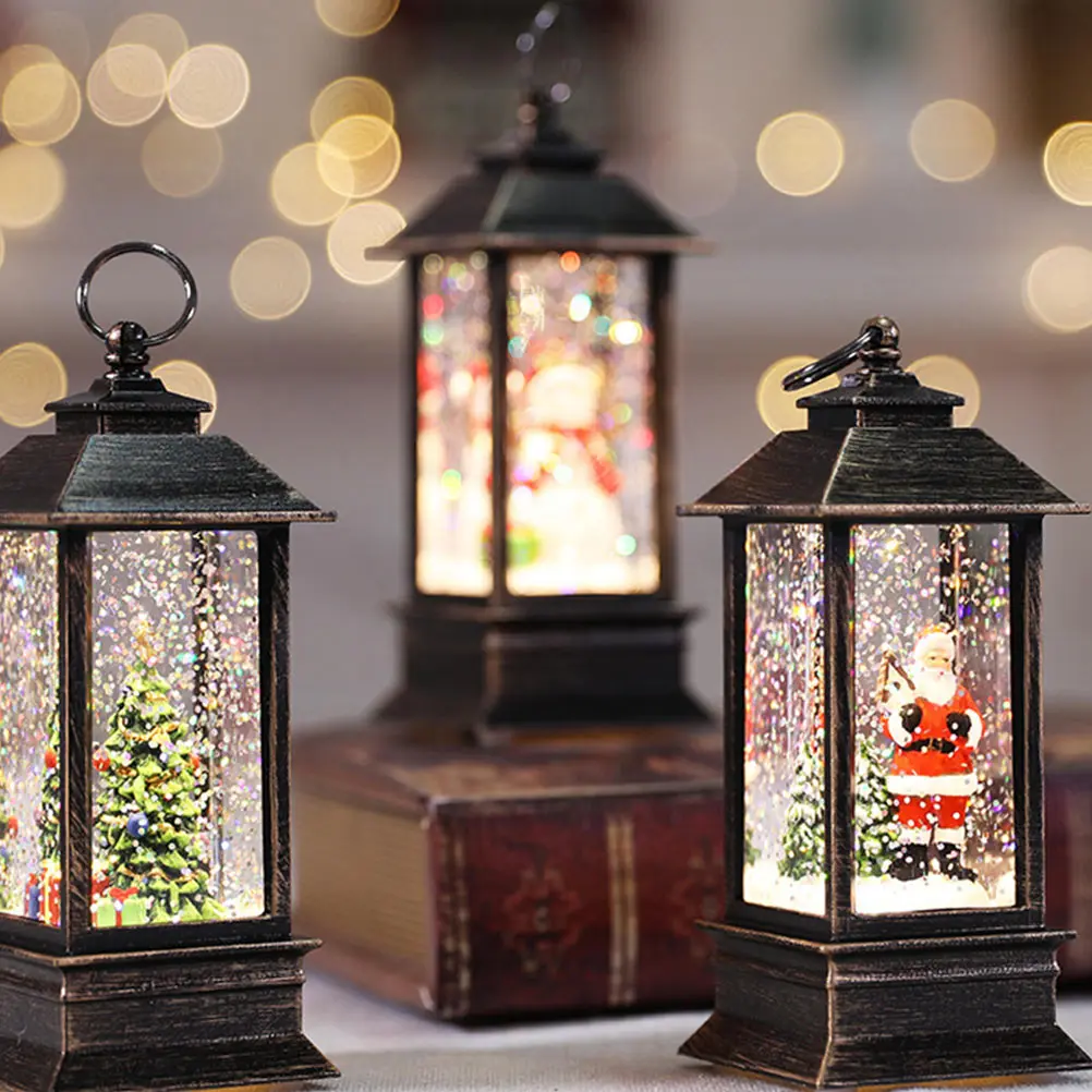 

Portable Mini Oil Lamp Christmas Decorations Festive Tabletop Adornment Luminous Xmas Ornament Holiday Party Lantern Desktop