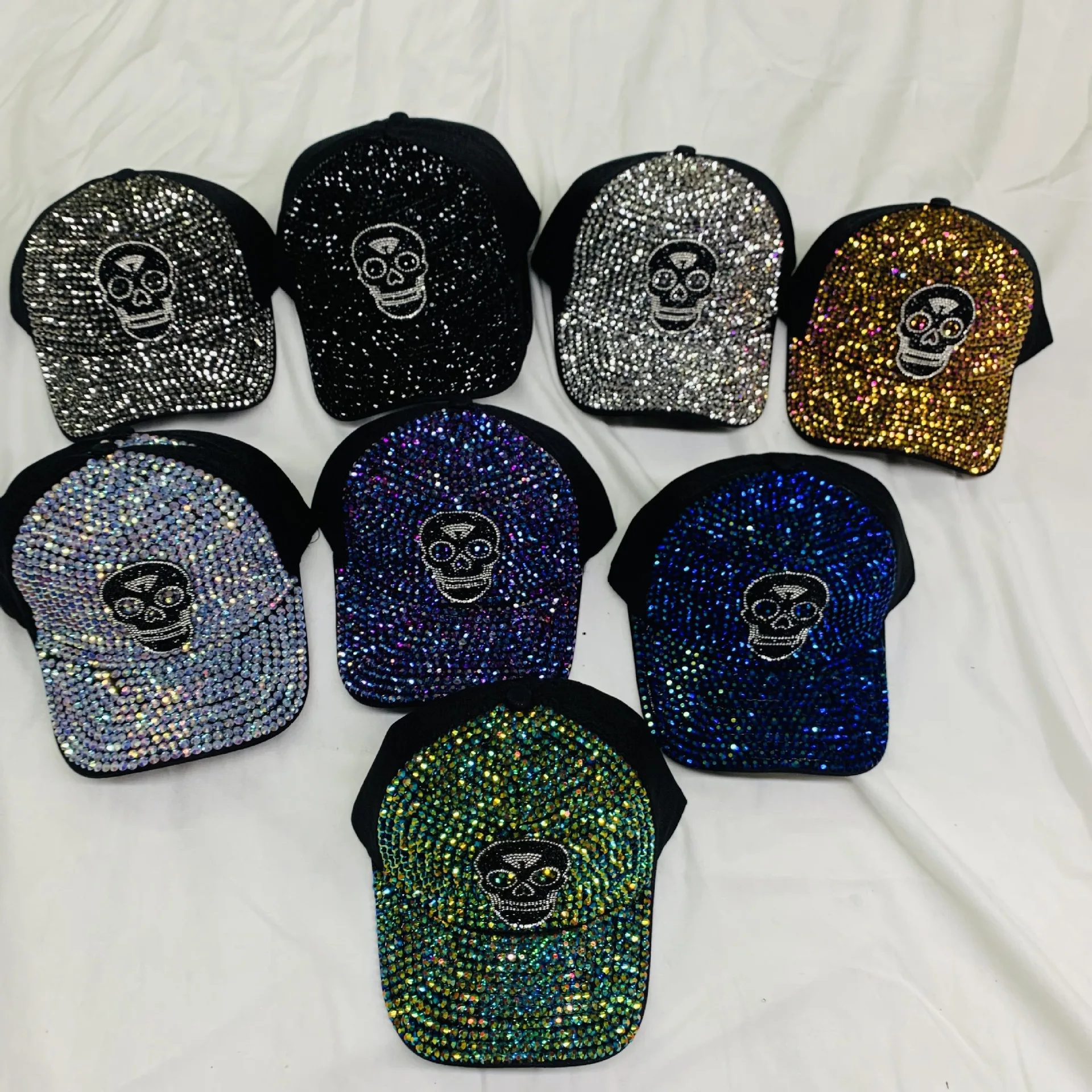 American street fashion handmade heavy industry diamond studded ghost head nightclub performance hip-hop baseball cap