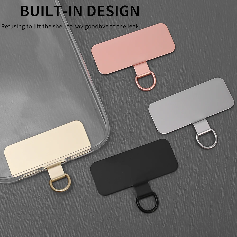 Ultra Thin Stainless Steel Metal Phone Case Patch Clip Universal Hanging Rope Card Anti Lost Anti-drop Sling Tether Tab Clamp