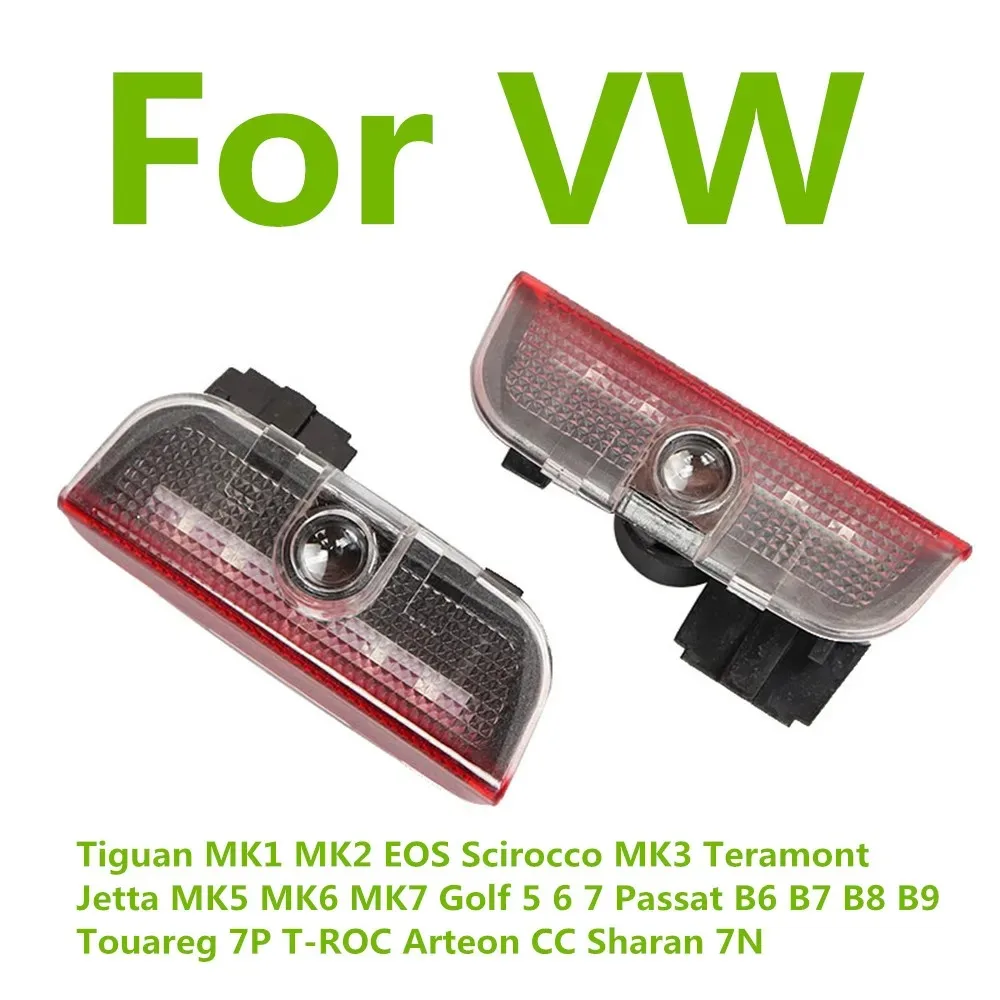 2 ل VW باسات B6 B7 B8 B9 طوارق جولف 5 6 7 جيتا MK6 MK7 GTI R LED باب السيارة العارض ترحيب شبح الظل إكسسوارات مضيئة