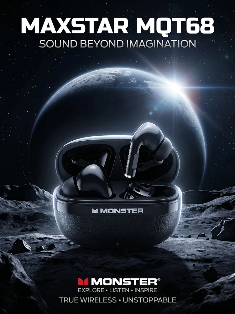Monster MQT68 Bluetooth 6.0 Sportowe Słuchawki Douszne Hifi Stereo TWS Bezprzewodowe Słuchawki IPX4 Wodoodporne Słuchawki Bluetooth z Mikrofonem — 2
