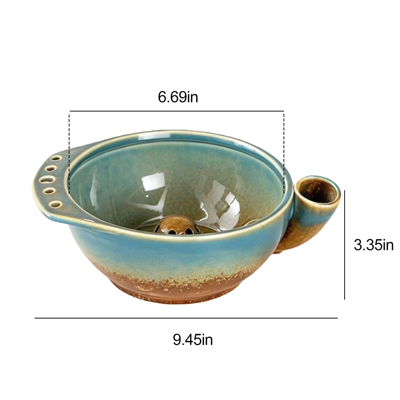 Self-Spinning 9.45'In Berry Bowl with Drain Holes Ceramic Fruit Bowl Fruit Washing Bowl Fruit Washer with Strainer and Colander - view 5