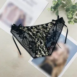 2024 Sexy Lace Patchwork Panties For Women Low Waist Breathable Underpants Ladies Comfortable Bow Printed Lingerie Briefs